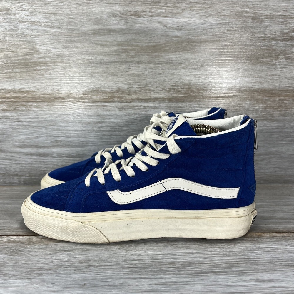 Vans Women's Sk8-Hi Blue Suede Zip Up High Top Sneakers Size 5.5